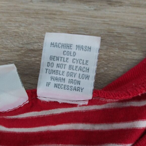 CHIC Shirt Womens Size XL Red White Striped Short Sleeve Pullover Top Preppy - Picture 5 of 5